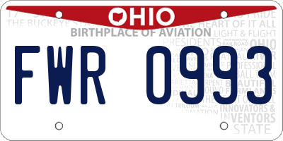 OH license plate FWR0993
