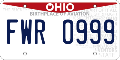 OH license plate FWR0999