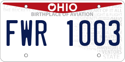 OH license plate FWR1003