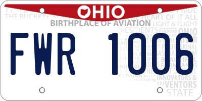 OH license plate FWR1006