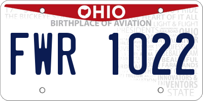 OH license plate FWR1022