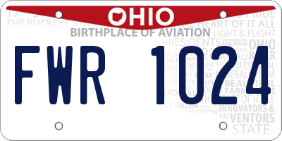 OH license plate FWR1024