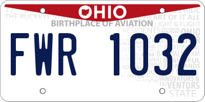 OH license plate FWR1032