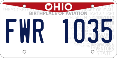 OH license plate FWR1035