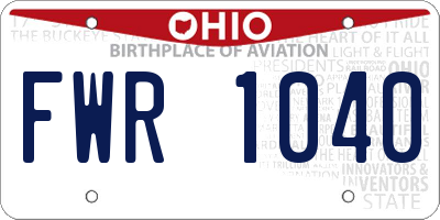OH license plate FWR1040