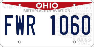 OH license plate FWR1060