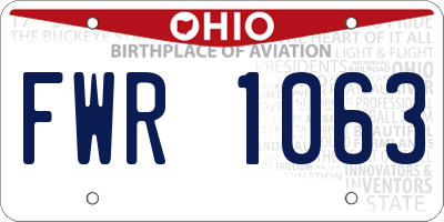 OH license plate FWR1063