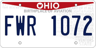 OH license plate FWR1072