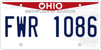 OH license plate FWR1086