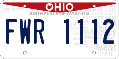 OH license plate FWR1112
