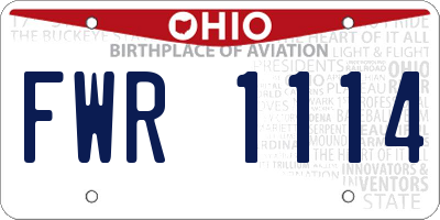 OH license plate FWR1114