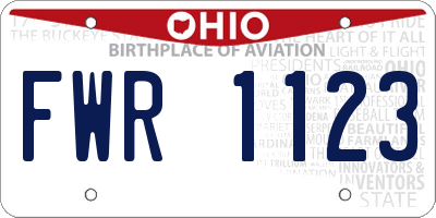 OH license plate FWR1123
