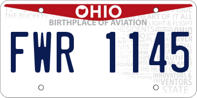 OH license plate FWR1145