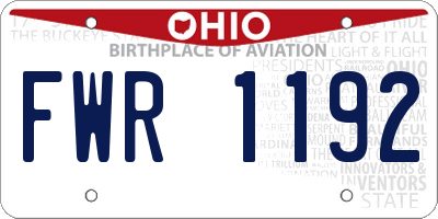 OH license plate FWR1192
