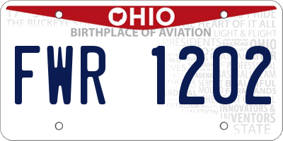 OH license plate FWR1202