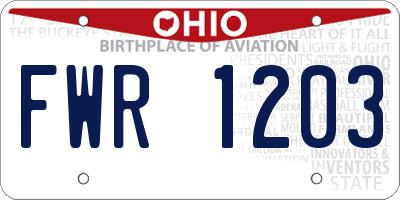 OH license plate FWR1203