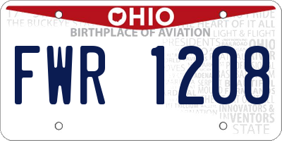 OH license plate FWR1208