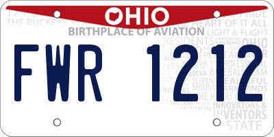 OH license plate FWR1212