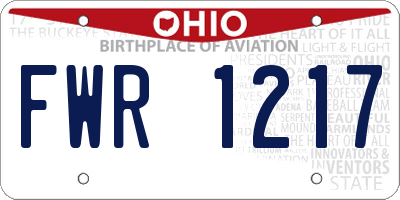 OH license plate FWR1217