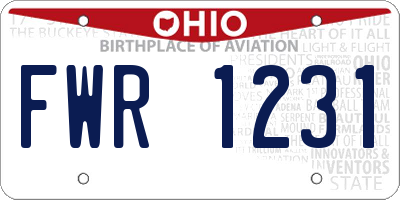 OH license plate FWR1231