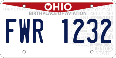 OH license plate FWR1232