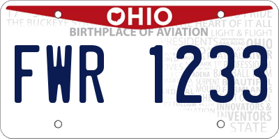 OH license plate FWR1233