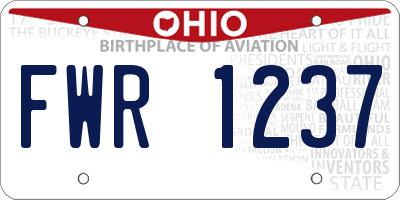 OH license plate FWR1237