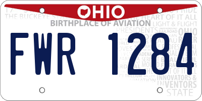OH license plate FWR1284