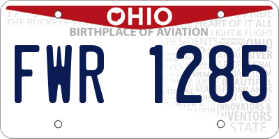 OH license plate FWR1285