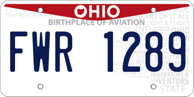 OH license plate FWR1289