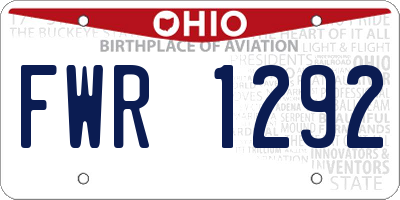 OH license plate FWR1292