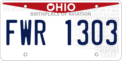OH license plate FWR1303