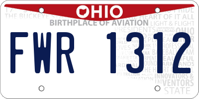 OH license plate FWR1312