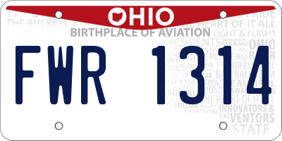 OH license plate FWR1314