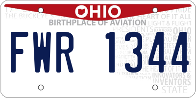 OH license plate FWR1344