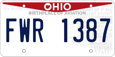 OH license plate FWR1387