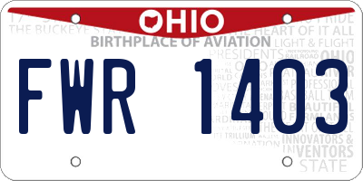 OH license plate FWR1403