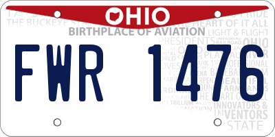 OH license plate FWR1476