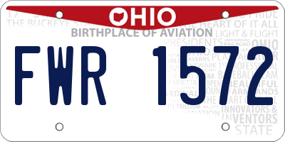 OH license plate FWR1572