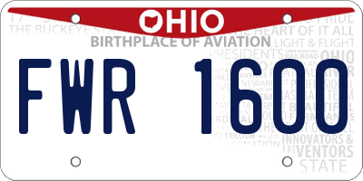 OH license plate FWR1600