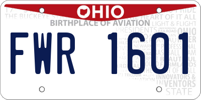 OH license plate FWR1601