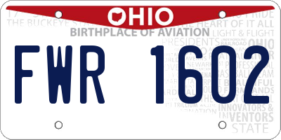OH license plate FWR1602