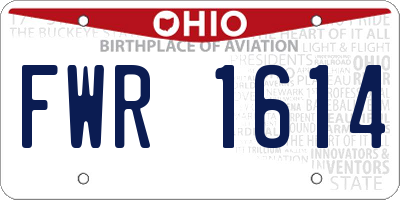 OH license plate FWR1614