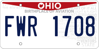 OH license plate FWR1708