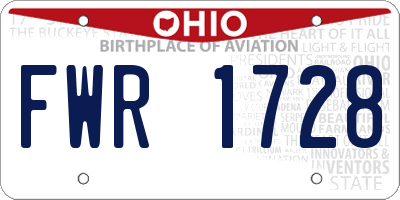 OH license plate FWR1728
