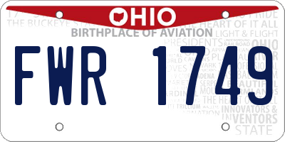 OH license plate FWR1749
