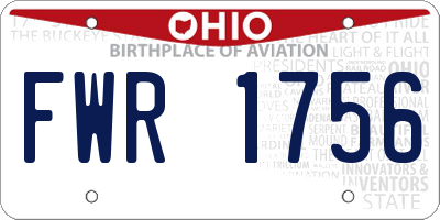 OH license plate FWR1756
