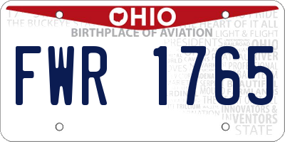 OH license plate FWR1765