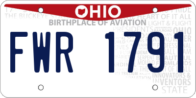 OH license plate FWR1791