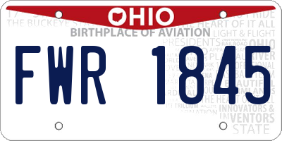 OH license plate FWR1845